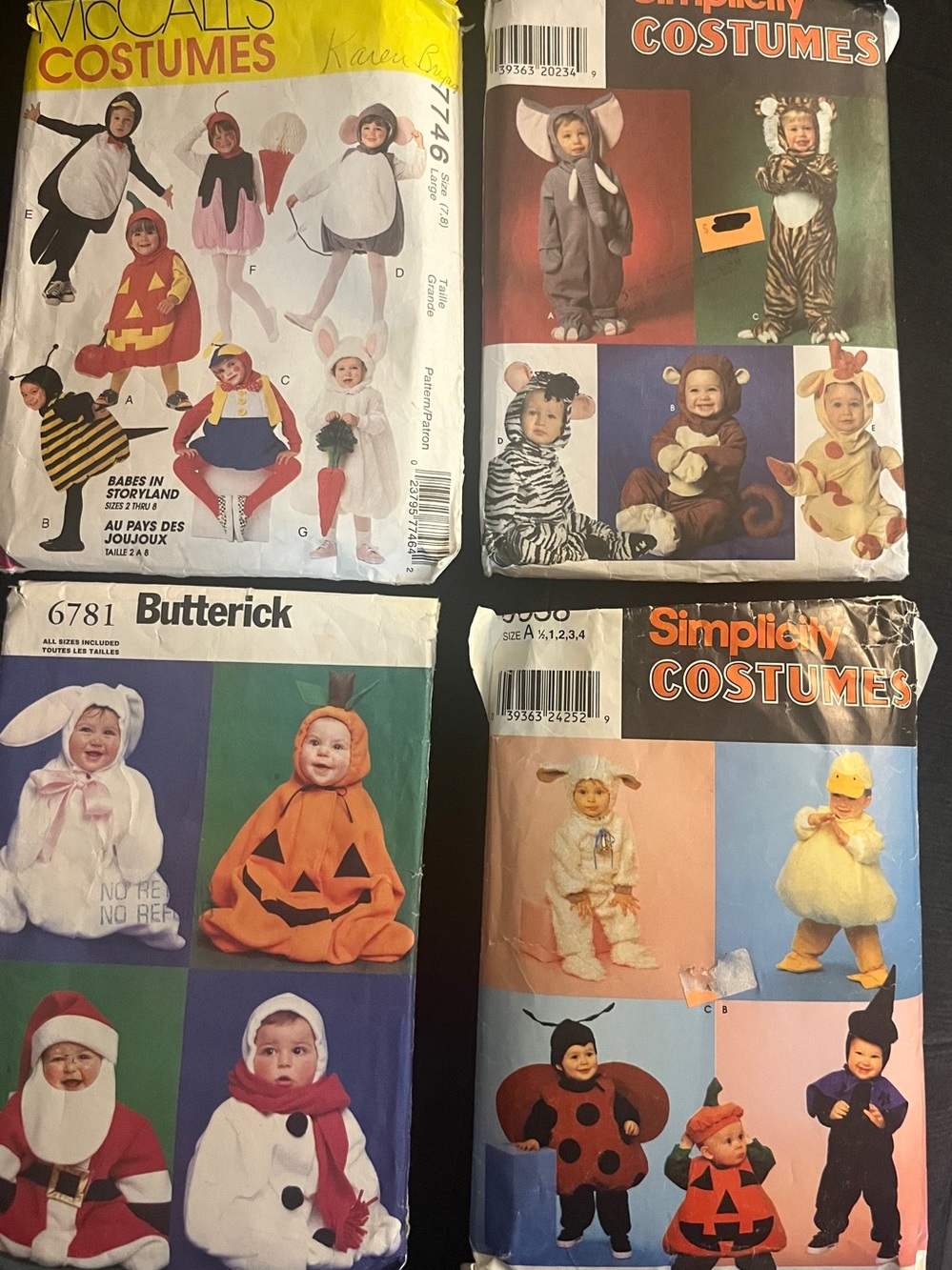 Vintage Halloween lot of 4 patterns pumpkins animals bugs ... endless ideas